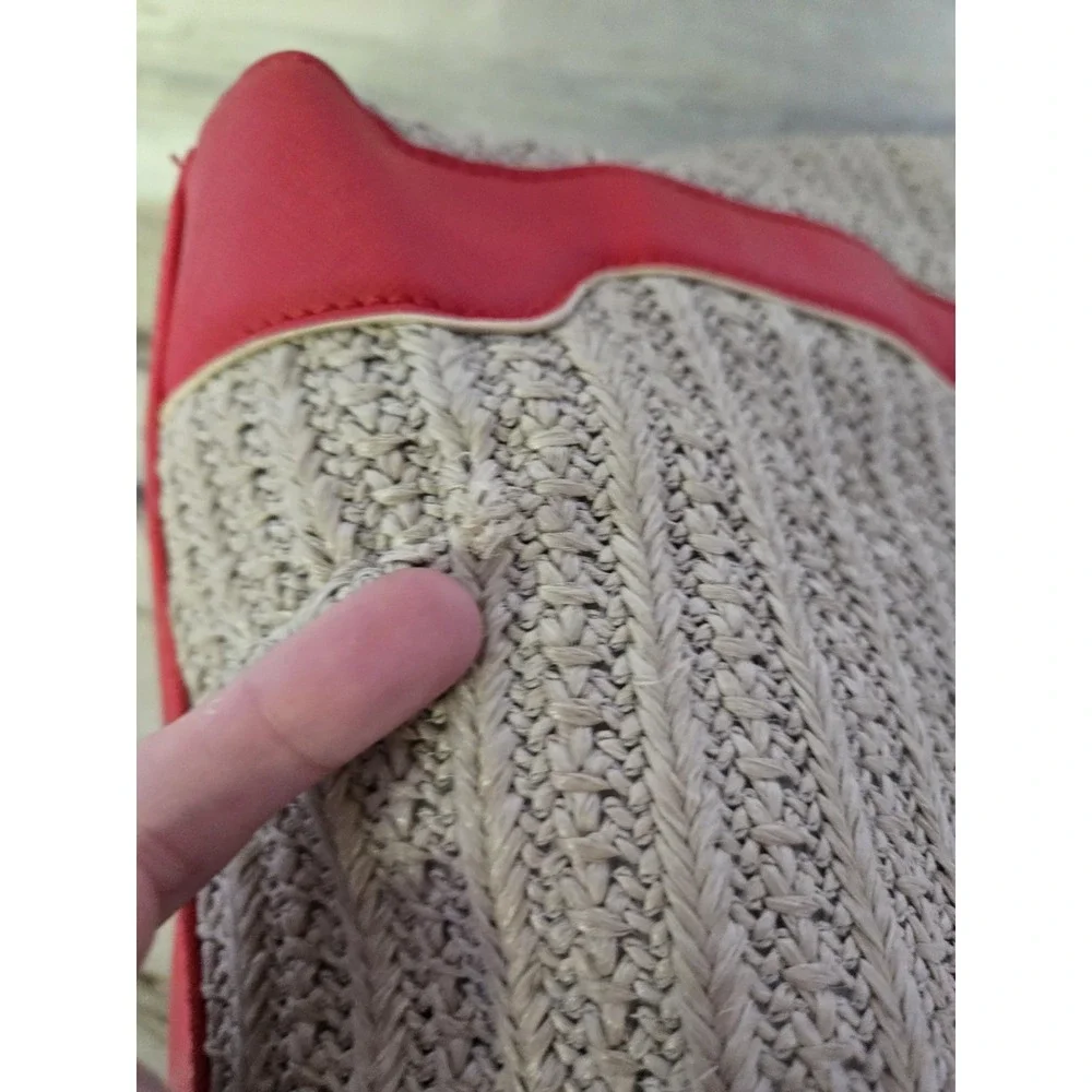 Women's Simply Vera Vera Wang Tote Bag Red Straw‎ Shoulder Bag Purse